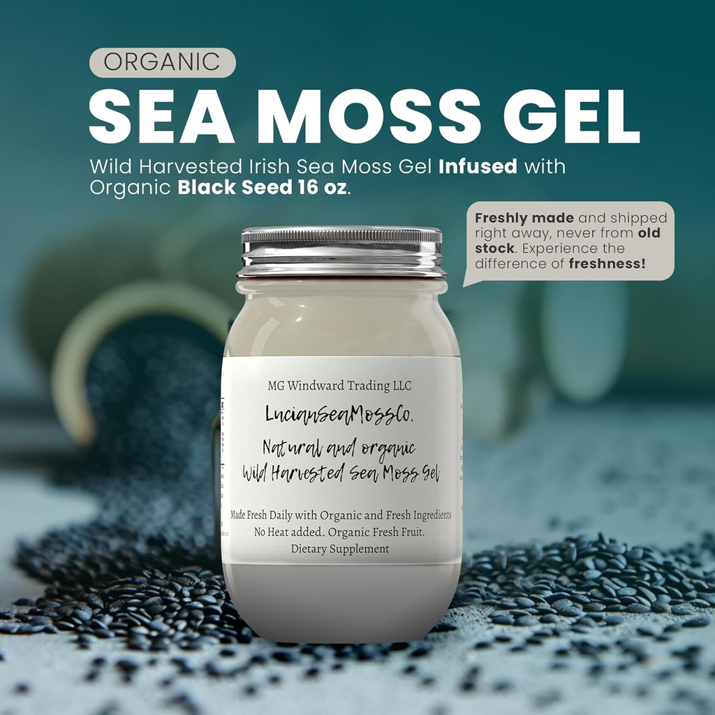 Ashwagandha Mango Sea Moss Gel Organic Fresh Fruit Infused Wild Harvested Irish Sea Moss Gel | Immune and Digestive Support | Vitamin Mineral Antioxidant Supplements | (16 oz. Ashwagandha Mango)