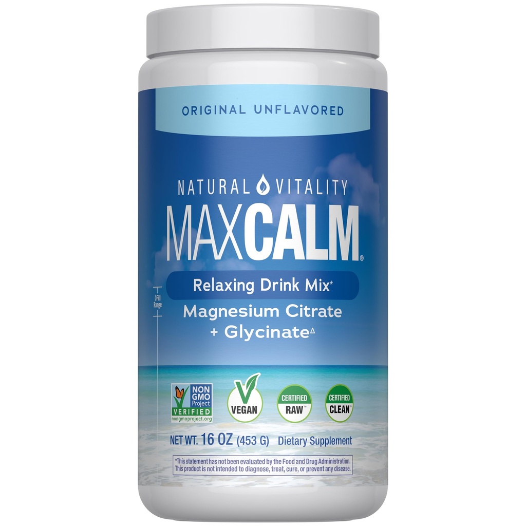 Natürliche Vitalität Calm, Magnesiumergänzung, Anti-Stress-Getränk-Mischpulver, Glutenfrei, Vegan, & Non-GMO, Original Unflavored, 16 oz