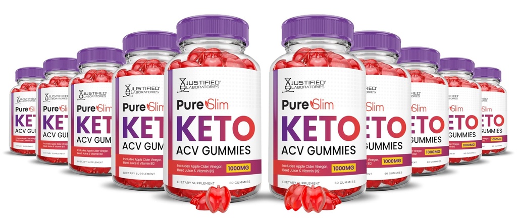 (10 Pack) Pure Slim Keto ACV Gummies Advanced Formula 1000MG PureSlim Keto Gummies Apple Cider Vinegar Formulated with Pomegranate Beet Juice Powder B12 Vegan Non GMO 600 Gummys