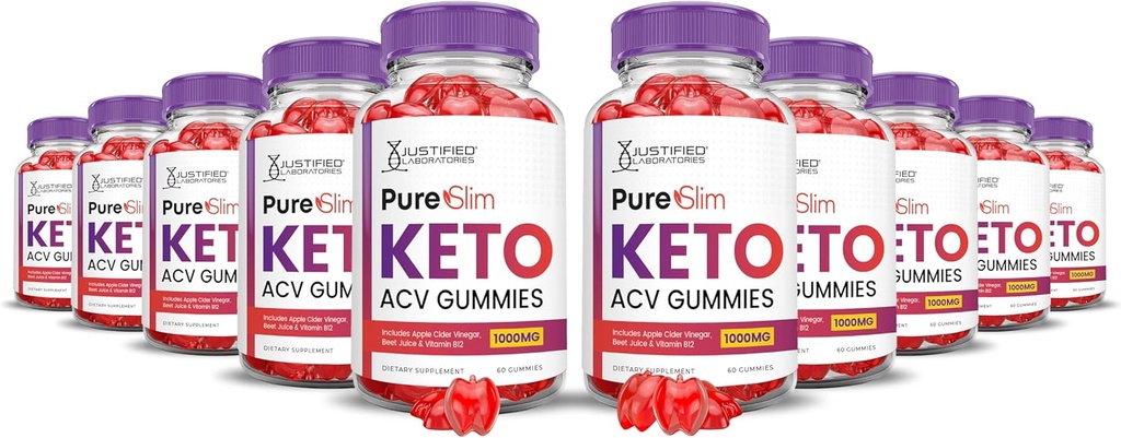 (10 Pack) Pure Slim Keto ACV Gummies Advanced Formula 1000MG PureSlim Keto Gummies Apfel Apfel Apfelessig Formuliert mit Granatapfelsaft Pulver B12 Vegan Non GMO 600 Gummys