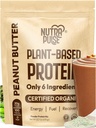 Poudre de protéines végétaliennes organiques – Arôme de beurre d'arachide, base végétale, sans gluten, sans OGM, sans soja, 20g de protéines par portion, idéal pour les smoothies, Shakes, cuisson au four (1 paquet, 20 portions)