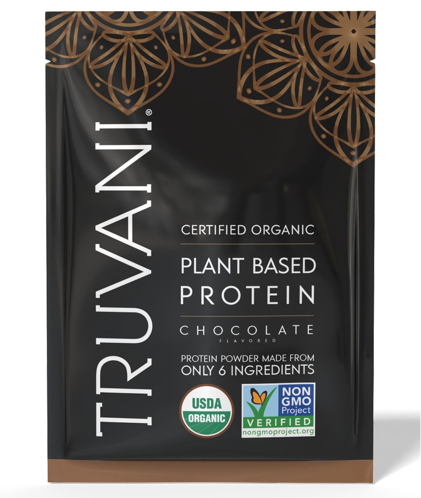 Truvani Vegan Pea Protein Pulver | Schokolade | 20g Bio Pflanzen basiertes Protein | 1 Servieren | Keto | Gluten & Dairy Free | Low Carb | Kein hinzugefügt Zucker