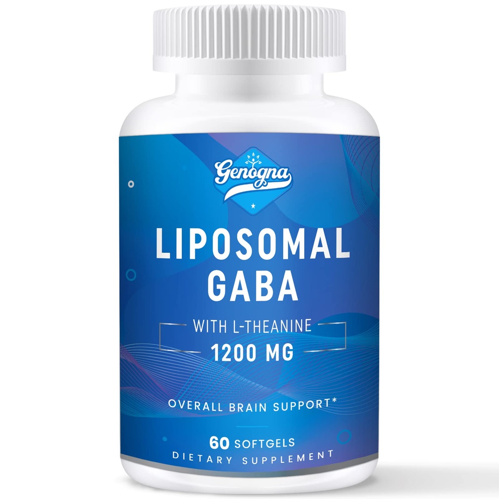 GABA mit L-Theanin Ergänzung 1200mg - Hohe Bioverfügbarkeit Liposomal GABA Ergänzungen, 60 Kapseln für Erwachsene