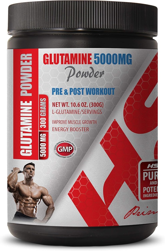 Post Workout Powder - PRE & Post Workout - GLUTAMINE Powder 5000MG - Glutamin Aminosäure - 1 Can 300 Gramm