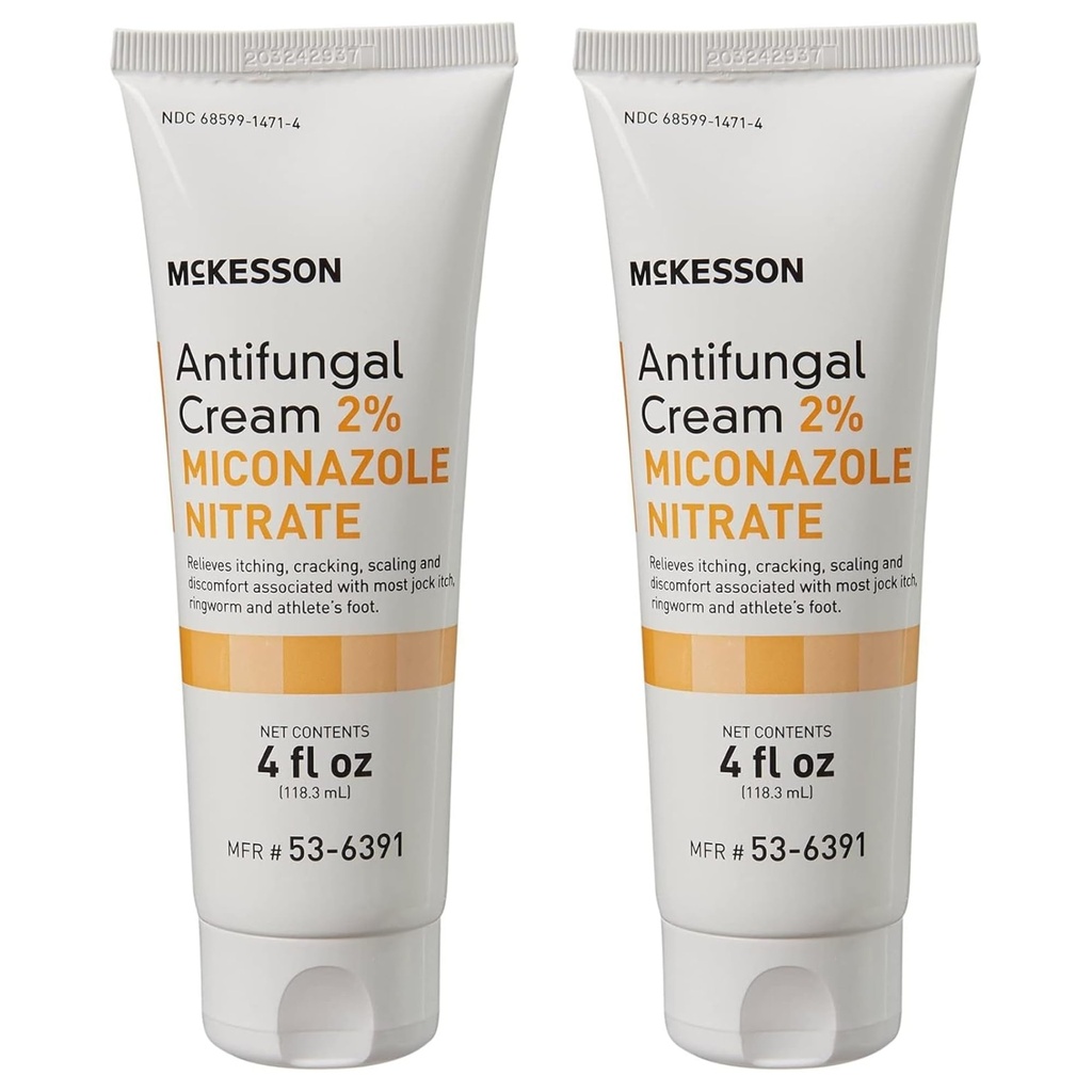 McKesson Antifungal Cream, 2% Miconazole Nitrat - Relieves Itching, Burning, Cracking von Jock Itch, Ringworm und Athlete Fuß - 4 oz., 2 Count