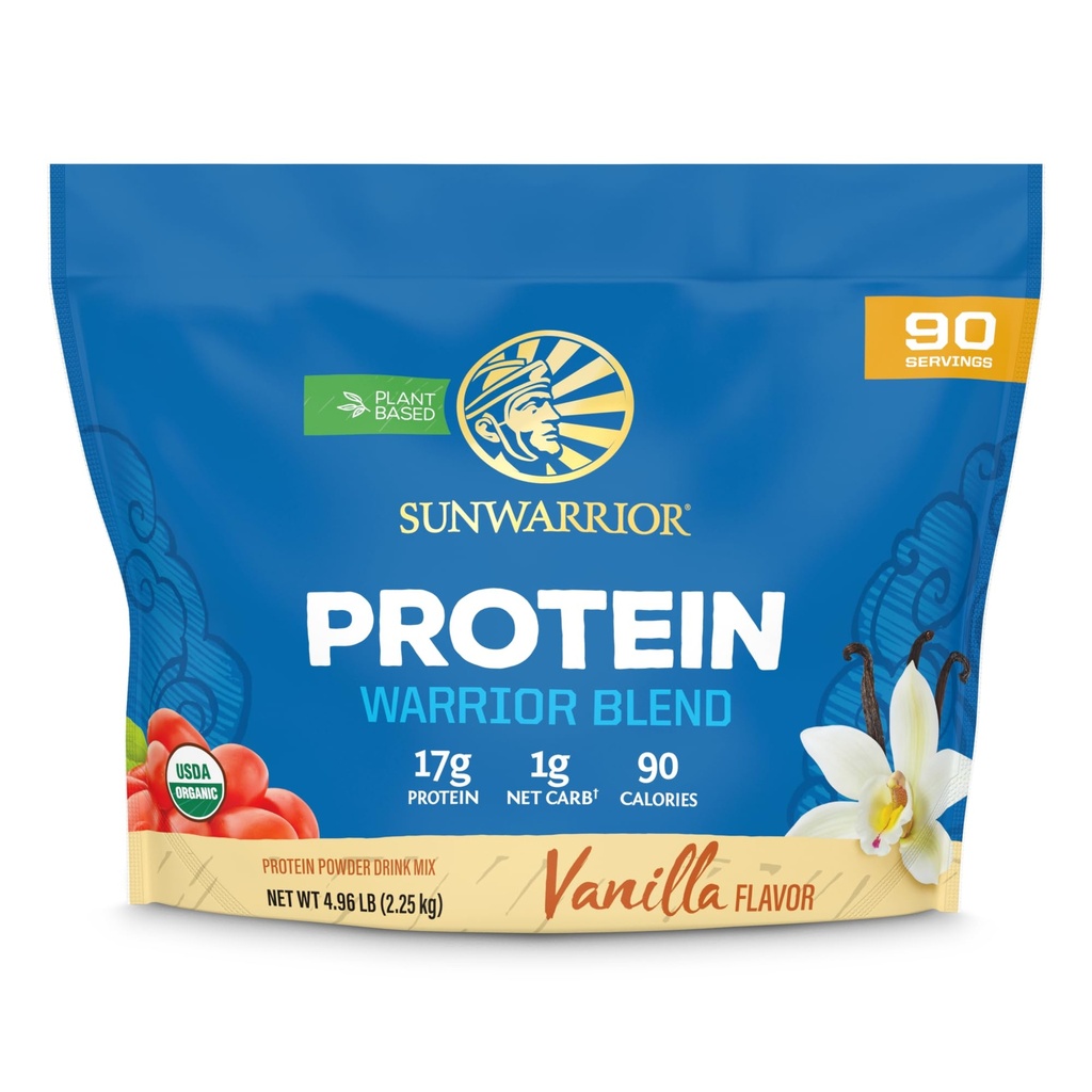 Bio Pflanzenbasiertes Proteinpulver | Vegan Bioprotein Pulver Vanille mit BCAA Aminosäuren & Hanf Seed Pea Blend | Non-GMO Soy Dairy Filler & Gluten Free (Vanilla, 90 Servierungen)