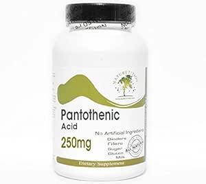 Pantothensäure 250mg ~ 200 Kapseln - keine Additive ~ Naturetition Supplements