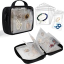 Reise Schmuck Organizer Case Transparent Schmuck Aufbewahrung Buch Binder Tasche für Ohrringe, Ringe, Halskette, Armband, Schwarz
