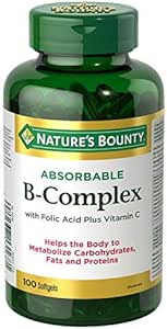 Complexe B absorbant de la nature avec acide folique plus vitamine C, 100 softgels