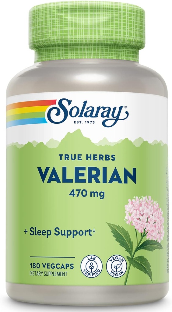 SOLARAY Valérian 470mg , Support de relaxation (180 CT)