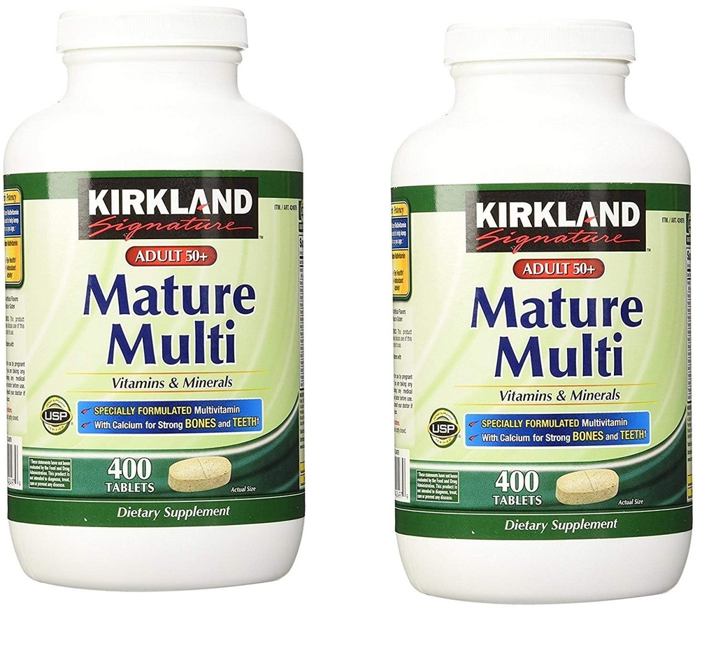 Kirkland Signature Adulte 50+ Multivitamines et minéraux, 400 comprimés (2 paquets)