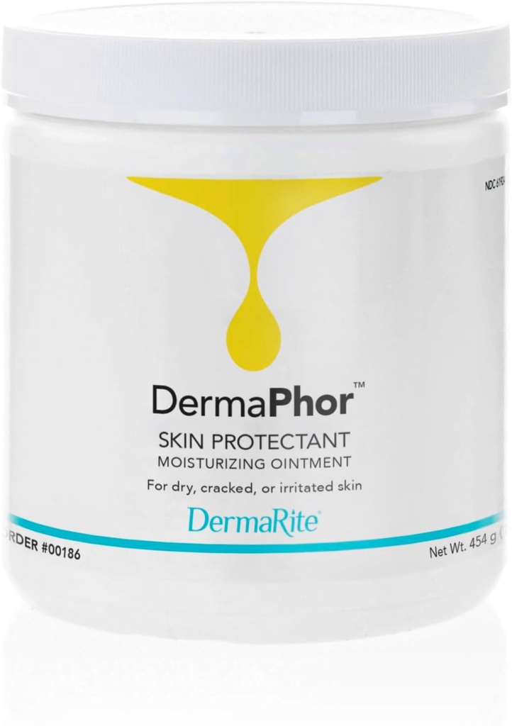 DermaRite DermaPhor Skin Protectant, Feuchtigkeitsspendende Salbe - Beruhigt und Schilde trocken, gecrackt oder ungereinigt Haut, Unscented - 16 Unze Jar, 1 Graf