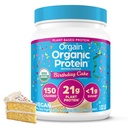 Orgaine en poudre de protéines végétales organiques, gâteau d'anniversaire - 21g Protéines à base de plantes, 7g fibre prébiotique, faible teneur en glucides, sans ingrédients de lactose, sans sucre ajouté, non-OGM, pour Shakes & Smoothies, 1,02 lb