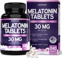 Mélatonine 30mg Comprimés pour adultes (240 comprimés) - Comprimé dissolvant rapide avec 30mg de mélatonine par comprimé - Sans gluten, sans OGM, 100% végétarien, et grande dégustation - Mélange de saveur de baies - Fabriqué aux États-Unis