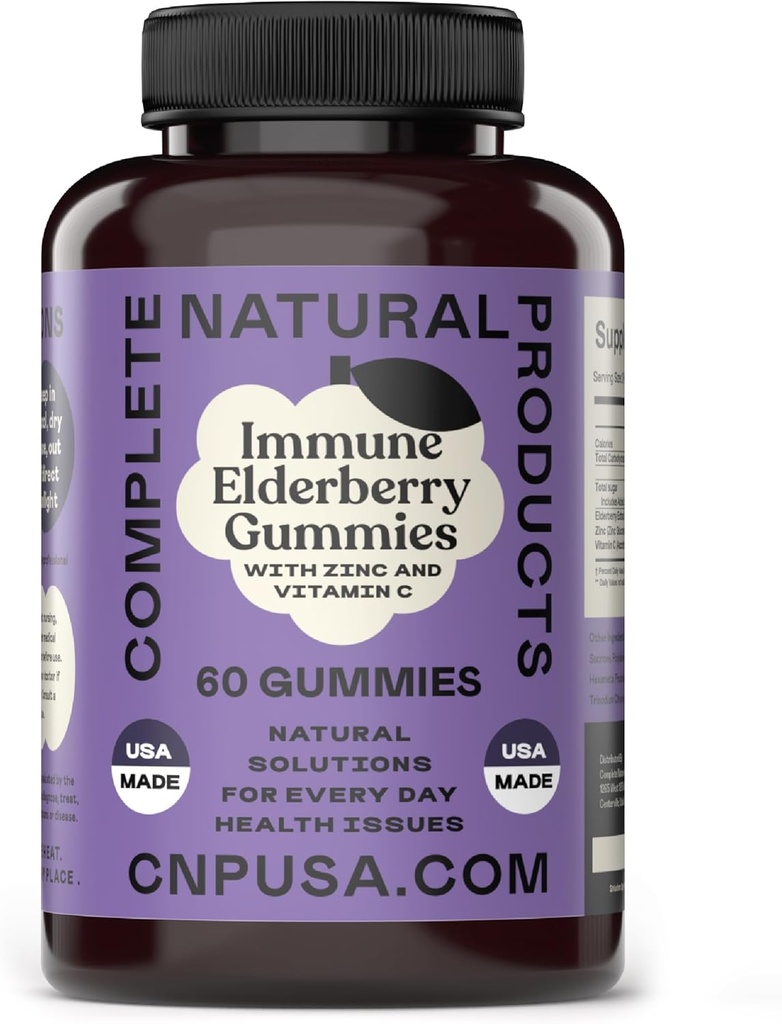 Gommies de baies aînées - 60 Nombre naturel avec le zinc, la vitamine C et la baie aînée (Sambucas)