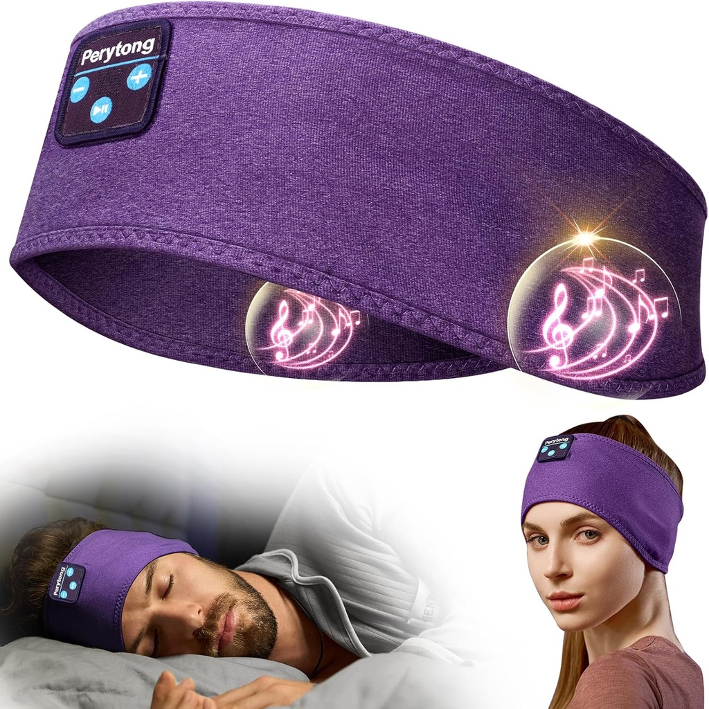 Perytong casques de sommeil Bluetooth Headband - Yoga, Unisexe, avec son stéréo immersif, batterie de 10 heures, matériel de bandeau comfy