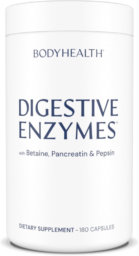 BodyHealth Digestive Enzyme Full Spectrum Digestive Unterstützung (180 caps), Betaine, Pepsin, Pancreatin BPP Beladen mit Enzymen und Probiotika, Relief für Stomach Bloating, Sodbrennen, Gas, Verstopfung