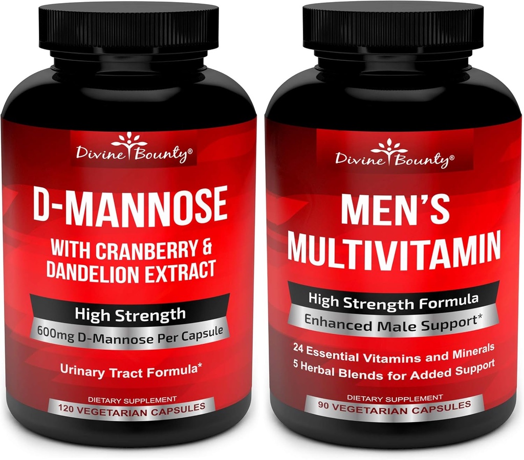 Divine Bounty D-Mannose Capsules & Mens Multivitamine Bundle