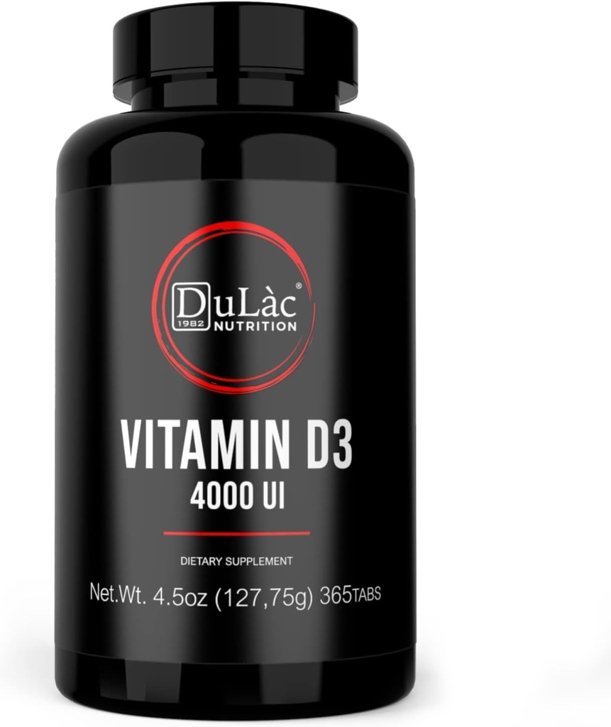 Dulàc - Vitamin D3 4000 IU-Ergänzung, fördert Calcium & Phosphor-Absorption, unterstützt Knochen, Zähne, Muskeln & Immunsystem, 365 Tabletten, Made in Italy