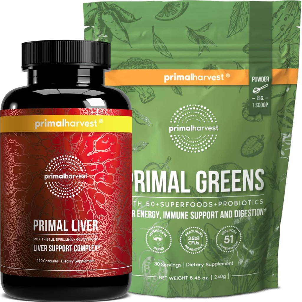 Primal Harvest Liver & Greens Powder Supplements für Frauen und Männer, Bundle