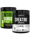 Supplément préentraînement Jacked Factory NITROSURGE - Gains de force instantanés et pompes intenses (30 portions, anneaux de pêche acides) et monohydrate de créatine pour la croissance musculaire (30 portions, non aromatisées)