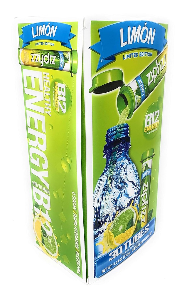 Zipfizz B12 Energy 30 Tubes Nahrungsergänzungsmittel Limon (begrenzte Auflage), 11.64 Unze