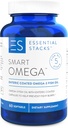 Essential Stacks Smart Omega 3 - Burpless Fish Oil - 1400mg EPA DHA Per Servieren, Enteric Coated (60 Kapseln)