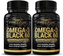 FREZZOR Omega 3 Schwarz für Joint Care & Comfort - Neuseeland Green Lipped Mussel Öl Kapseln; 53x Höhere Potenz mit UAF1000+ Super Antioxidant, kein Fishy Nachgeschmack, 60 Count (Pack von 2)