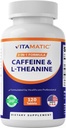 Vitamatic L-Theanine 200mg mit Koffein 100mg – 120 vegetarische Tabletten Nootropic Supplement für fokussierte Energie & Mental Clarity