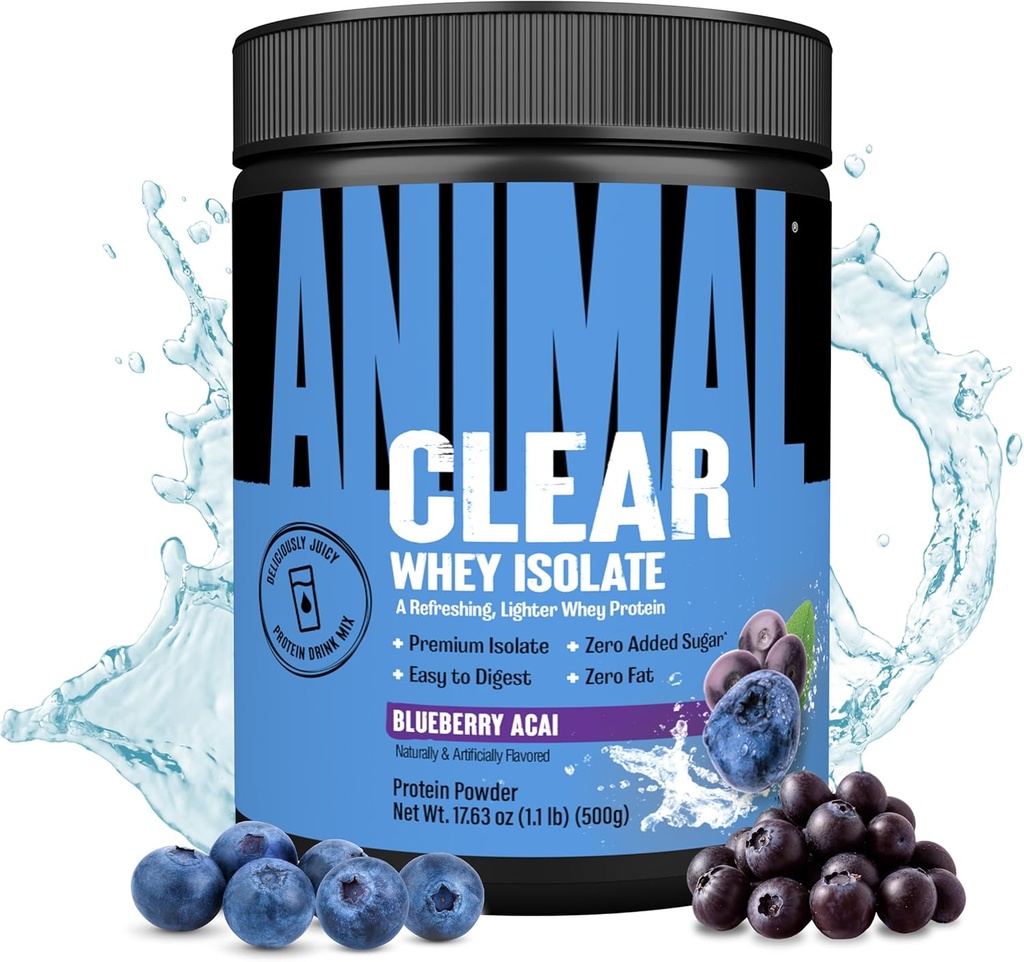 Klares Whey Isolate Protein Pulver - leicht zu digest und mischen, 5g BCAA, Deliciously Juicy, Refreshing jederzeit Getränk für Männer und Frauen, Blueberry Acai 125g (5 Servierungen)