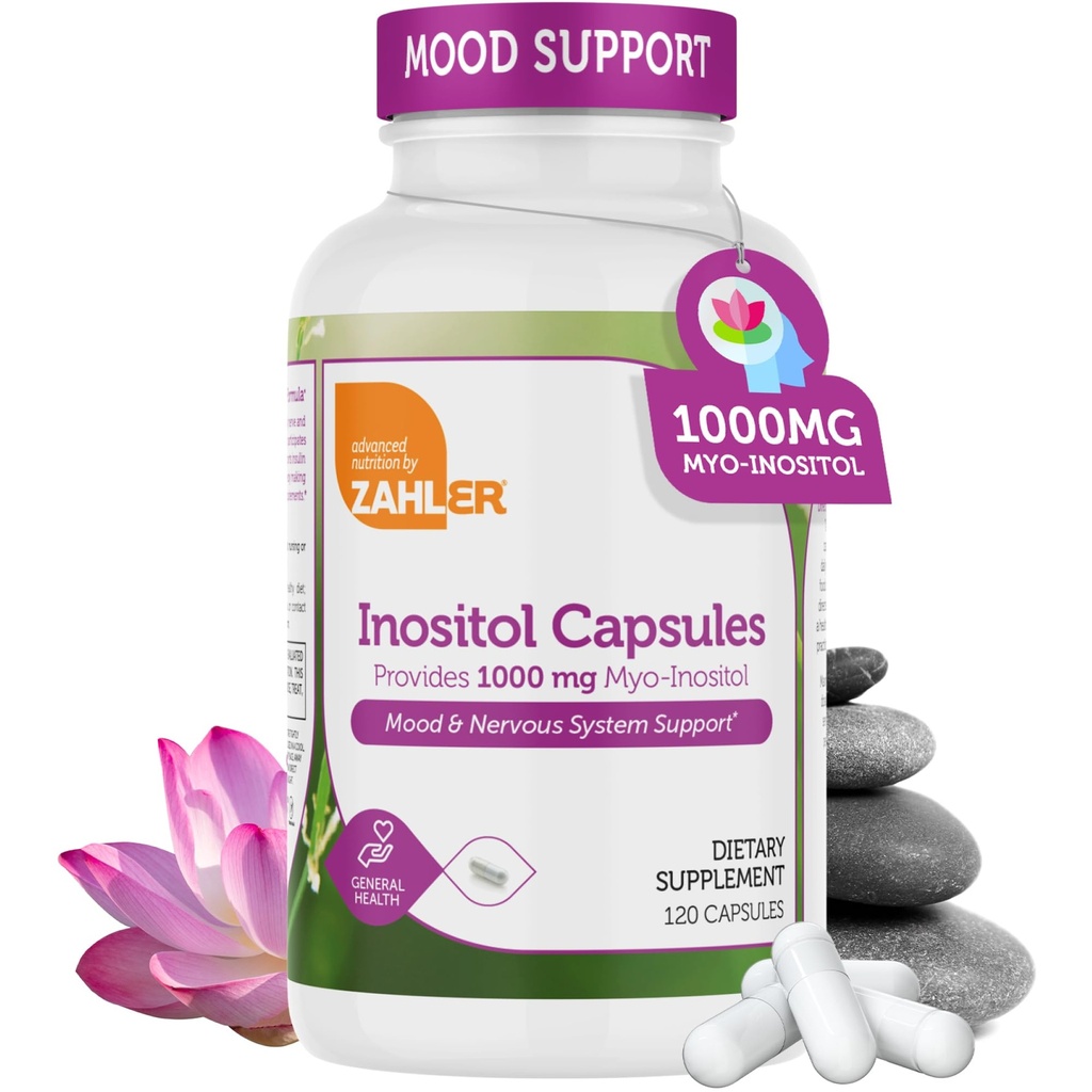 Zahler Inositol Ergänzung Kapseln 1000mg - Mood & Nervous System Unterstützung Ergänzungen für Frauen - Hormon Balance & Gesunde Ovarian Funktion - Kosher, Glutenfrei, Dairy Frei - 120 Zähler