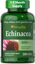 Puritan's Pride Premium Echinacea Natürliche ganze Kräuterergänzung 400mg, Nahrungsergänzungsmittel für Gesundheit, Immunsystem Unterstützung, 200 Rapid Release Kapseln