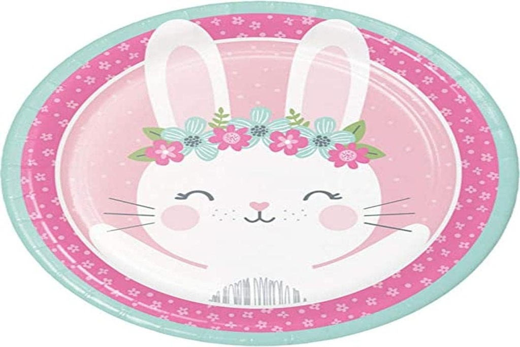 Creative Converting Party Supplies, Bunny Party Papierplatten, Teller Abendessen, Mehrfarbig, 8.75", 8ct