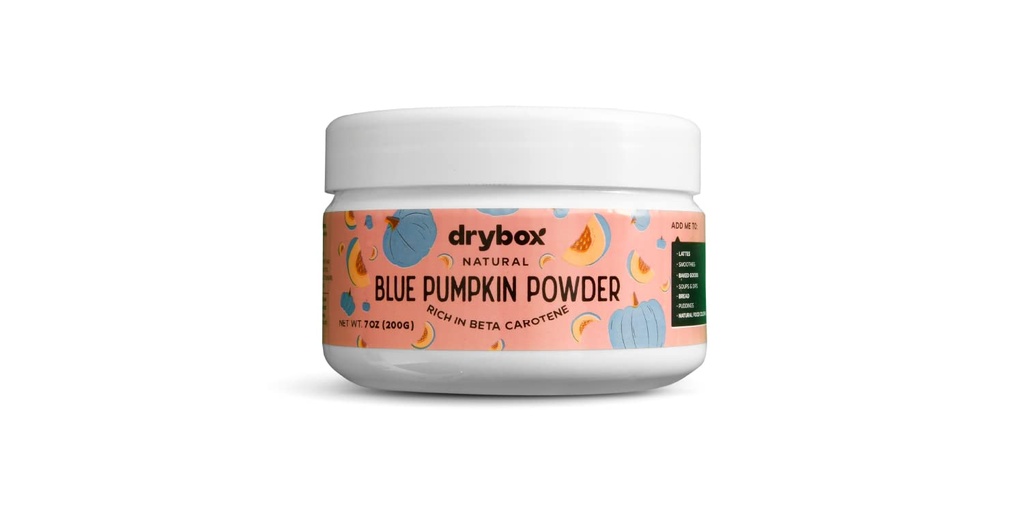 Drybox Jarrahdale Blue Pumpkin Powder, Pure Powdered Superfood Supplement, Kürbis Gewürz Latte und Kürbis Pie, Große Quelle von Beta Carotene und Vitamin A, 7 Unzen (200 Gramm)