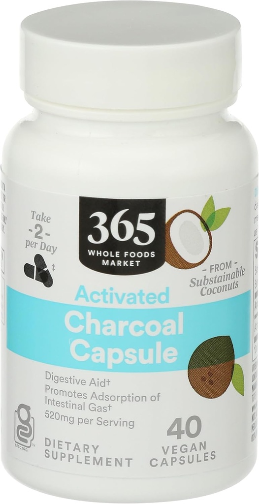 365 Par le marché des aliments entiers, charbon activé, 40 comtes