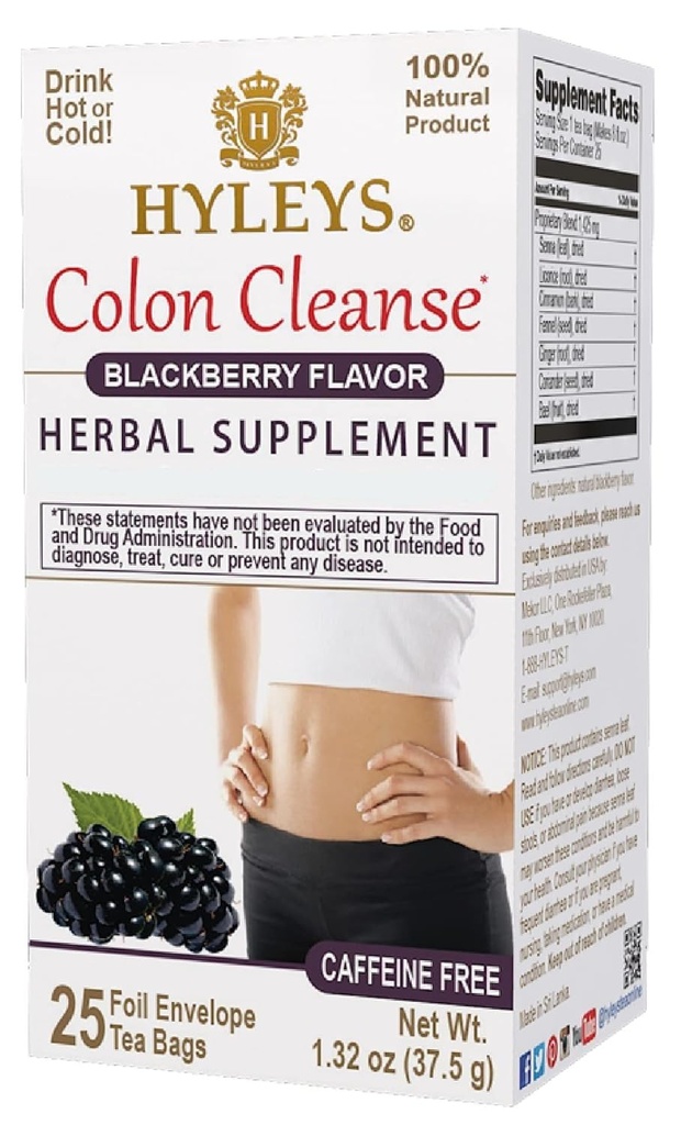 Hyleys Colon Cleanse Tea Blackberry Flavor - 25 Teebeutel (12 Pack - 300 Teebeutel insgesamt)