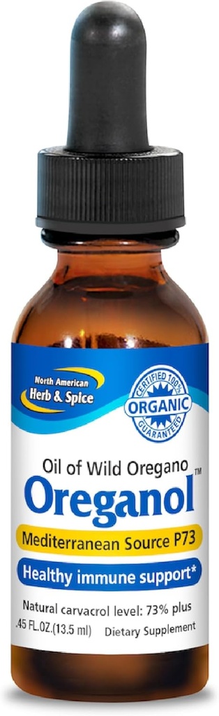 NORTH AMERICAN HERB & SPICE Oreganol - 0.45 fl. oz. - Unverarbeitet, Wild, Bio Oregano öl - Mediterrane Quelle P73 - Non-GMO - 194 Servierungen