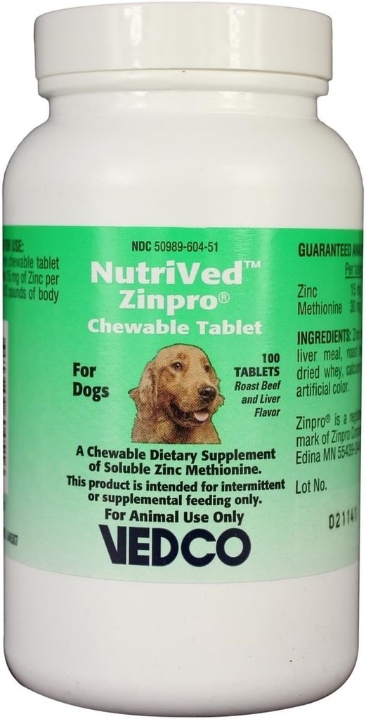 NutriVed ZinPro Chewable Tablets für Hunde (100 Anzahl)
