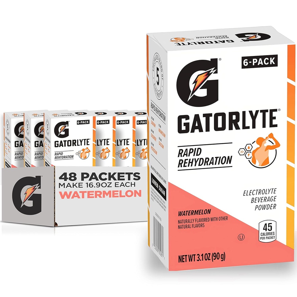 Gatorlyte poudre, pastèque, fait 20 Fl Oz (paquet de 48)