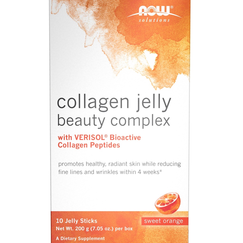 MAINTENANT Solutions alimentaires, Collagen Jelly Beauty Complex, Sweet Orange Flavor, 10 Jelly Sticks