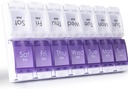 MERICARGO Am Pm Pill Organisateur 7 jours, 2 fois par jour Grand hebdomadaire Pill Box, Push Button Daily Pill Case pour la vitamine, huile de poisson, suppléments