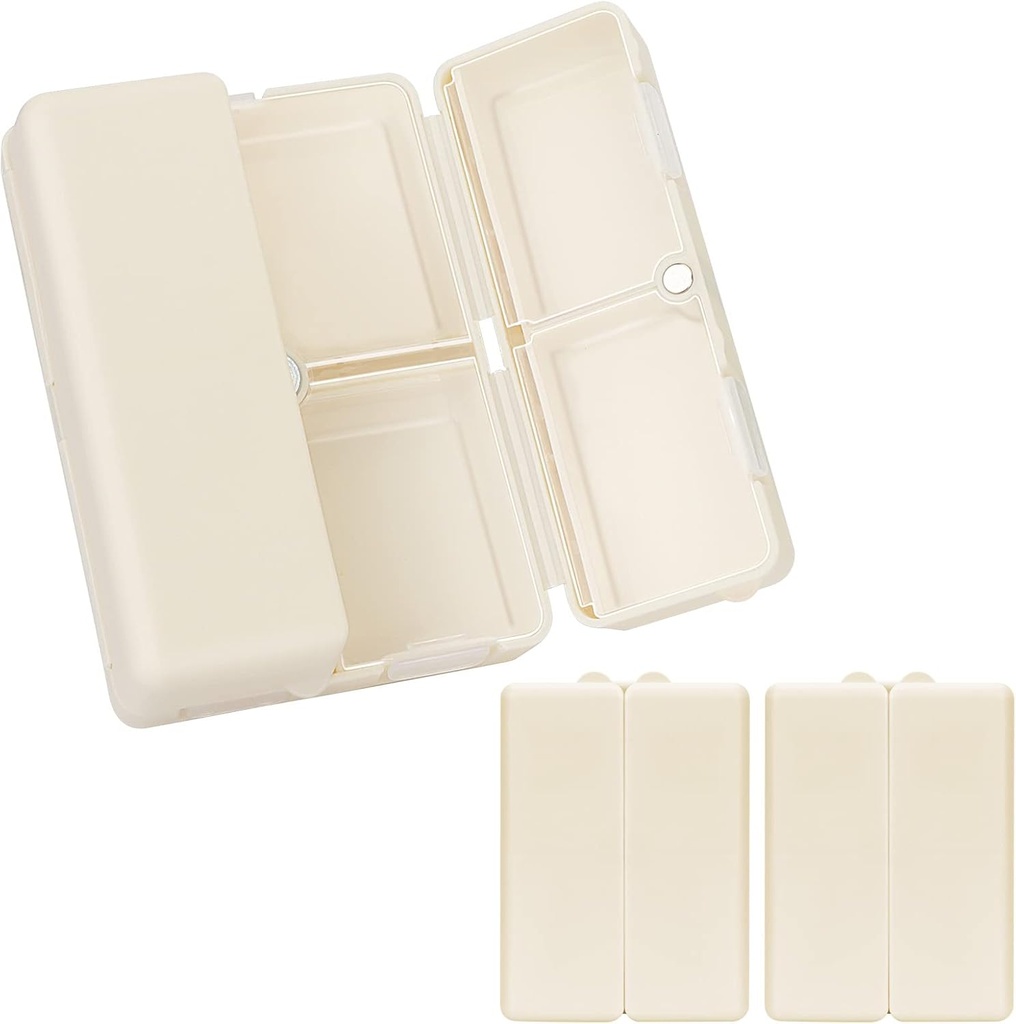 FYY Daily Pill Organizer,2 Pcs 7 Komponenten Tragbare Pille Fall Reise Pille Organizer,[Folding Design] Pille Box für Geldbeutel, um Vitamine, Kaffee Leberöl, Ergänzungen und Medikamente-Weiß
