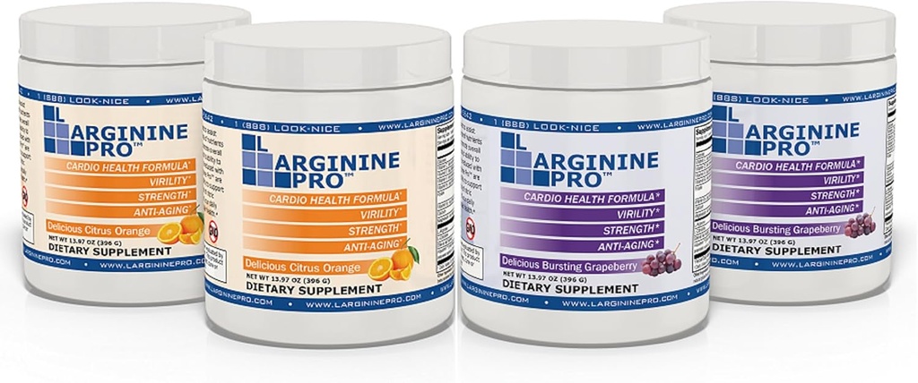L-ARGININE PRO. 5 500mg L-Arginine Plus L-Citrulline 1 100mg Mélange de poudre d'orange et de raisin pour une production accrue d'oxyde nitrique
