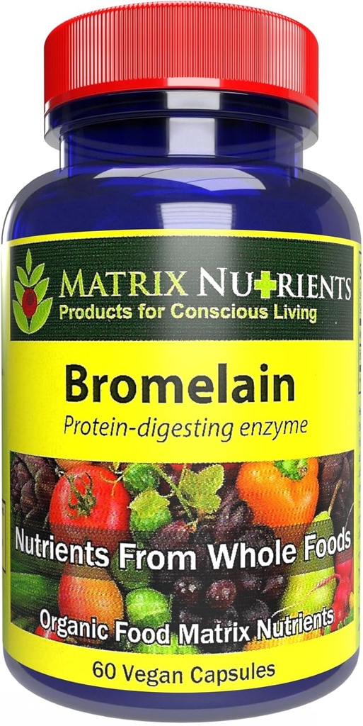 BROMELAIN - Highly Potent, 100% Bio, Protein-Digesting Enzym! Verbessern Sie Verdauung - Vegan Kapseln (60ct)