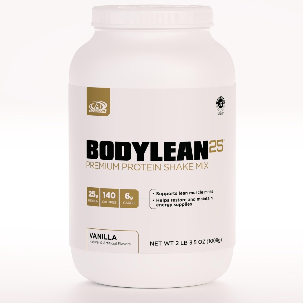 AdvoCare BodyLean25 - Poudre de protéines avec Isolation de protéines de lactosérum - Supporte la construction musculaire et le corps de lactosérum - Offre un support énergétique* - Vanille, 4,5 oz
