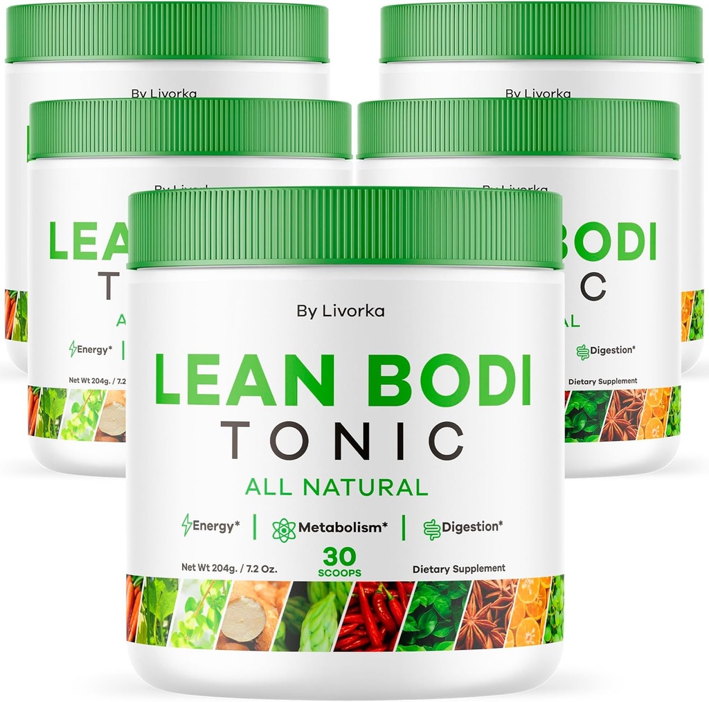 LIVORKA Lean Bodi Tonic, All Natural Advanced Formula Powder, 150 Portionen für 5 Monate, Pack von 5