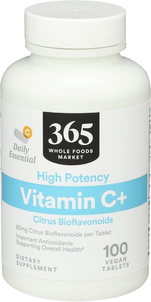 365 von Whole Foods Market, High Potency Vitamin C+, 80mg Citrus Bioflavonoids, Vegan, 100 Tabletten