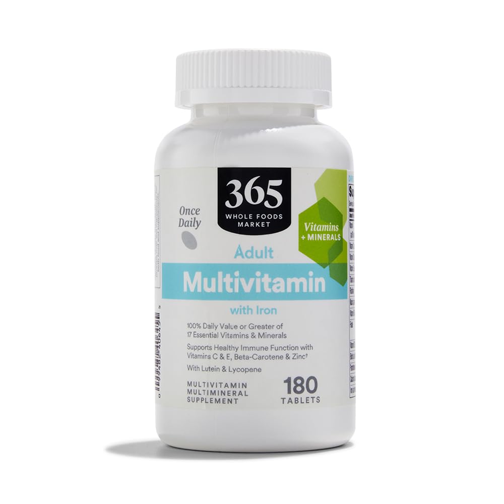 365 von Whole Foods Market, Adult Multivitamin mit Eisen, 17 essentielle Vitamine und Mineralien, 180 Tabletten