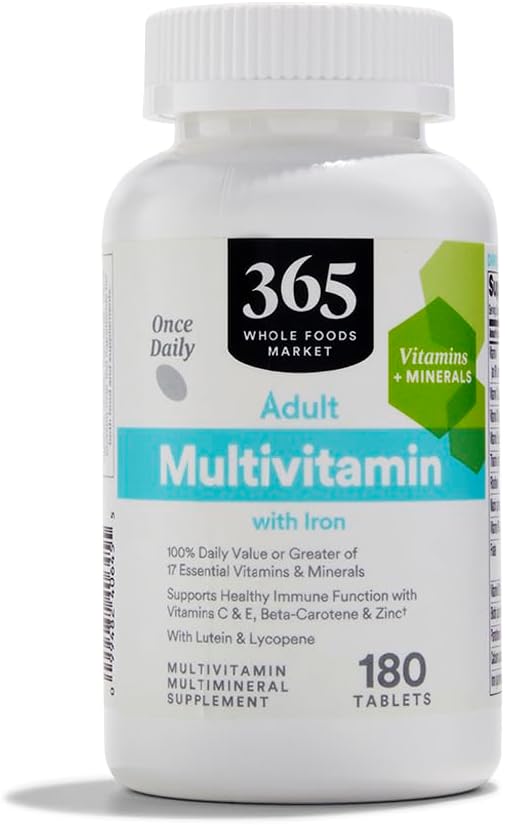 365 von Whole Foods Market, Adult Multivitamin mit Eisen, 17 essentielle Vitamine und Mineralien, 180 Tabletten