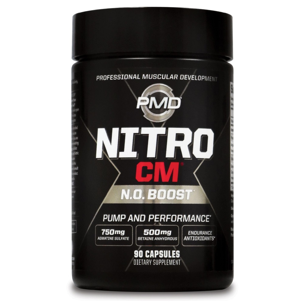 PMD Sports Nitro cm - Nitric Oxid mit Agmatine Pre Workout Supplement - Muskelwachstum Pre Workout mit L Arginine - Endurance Boost für Hardcore Übung, Training und Bodybuilding - 90 Kapseln